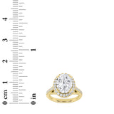 3CTW Oval Shaped Lab Grown Diamond (F/VS) Halo Accented Engagement Ring in 14K Gold