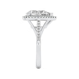 3CTW Pear Shaped Lab Grown Diamond (F/VS) Halo Accented Engagement Ring in 14K Gold