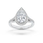 3CTW Pear Shaped Lab Grown Diamond (F/VVS) Halo Accented Engagement Ring in 14K Gold
