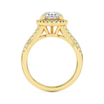 3CTW Pear Shaped Lab Grown Diamond (F/VS) Halo Accented Engagement Ring in 14K Gold