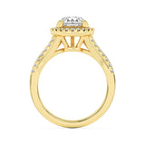 3CTW Pear Shaped Lab Grown Diamond (F/VS) Halo Accented Engagement Ring in 14K Gold