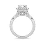 4CTW Emerald Shaped Lab Grown Diamond (F/VS) Split Shank Halo Engagement Ring in 14K Gold