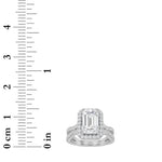 4CTW Emerald Shaped Lab Grown Diamond (F/VS) Split Shank Halo Engagement Ring in 14K Gold