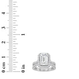 4CTW Emerald Shaped Lab Grown Diamond (F/VS) Split Shank Halo Engagement Ring in 14K Gold