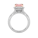 4CTW Emerald Shaped Lab Grown Diamond (F/VS) Split Shank Halo Engagement Ring in 14K Gold