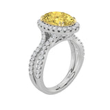 4CTW Oval Shaped Lab Grown Diamond (F/VS) Split Shank Halo Engagement Ring in 14K Gold