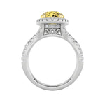 4CTW Oval Shaped Lab Grown Diamond (F/VS) Split Shank Halo Engagement Ring in 14K Gold