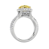 4CTW Oval Shaped Lab Grown Diamond (F/VS) Split Shank Halo Engagement Ring in 14K Gold