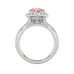 4CTW Oval Shaped Lab Grown Diamond (F/VS) Split Shank Halo Engagement Ring in 14K Gold