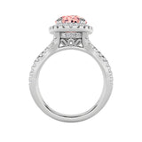 4CTW Oval Shaped Lab Grown Diamond (F/VS) Split Shank Halo Engagement Ring in 14K Gold