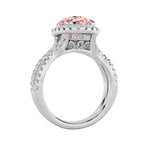 4CTW Oval Shaped Lab Grown Diamond (F/VS) Split Shank Halo Engagement Ring in 14K Gold
