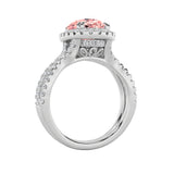 4CTW Oval Shaped Lab Grown Diamond (F/VS) Split Shank Halo Engagement Ring in 14K Gold