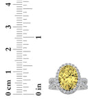 4CTW Oval Shaped Lab Grown Diamond (F/VS) Split Shank Halo Engagement Ring in 14K Gold