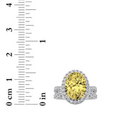 4CTW Oval Shaped Lab Grown Diamond (F/VS) Split Shank Halo Engagement Ring in 14K Gold