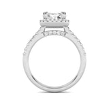 2.5CTW Emerald Shaped Lab Grown Diamond (F/VS) Halo Accented Engagement Ring in 14K Gold