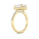 3CTW Emerald Shaped Lab Grown Diamond (F/VS) Classic Halo Accented Engagement Ring in 14K Gold