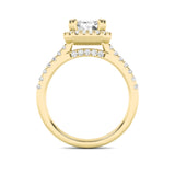 3CTW Emerald Shaped Lab Grown Diamond (F/VS) Classic Halo Accented Engagement Ring in 14K Gold