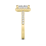 3CTW Emerald Shaped Lab Grown Diamond (F/VS) Classic Halo Accented Engagement Ring in 14K Gold