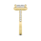 3CTW Emerald Shaped Lab Grown Diamond (F/VS) Classic Halo Accented Engagement Ring in 14K Gold