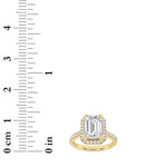 3CTW Emerald Shaped Lab Grown Diamond (F/VS) Classic Halo Accented Engagement Ring in 14K Gold