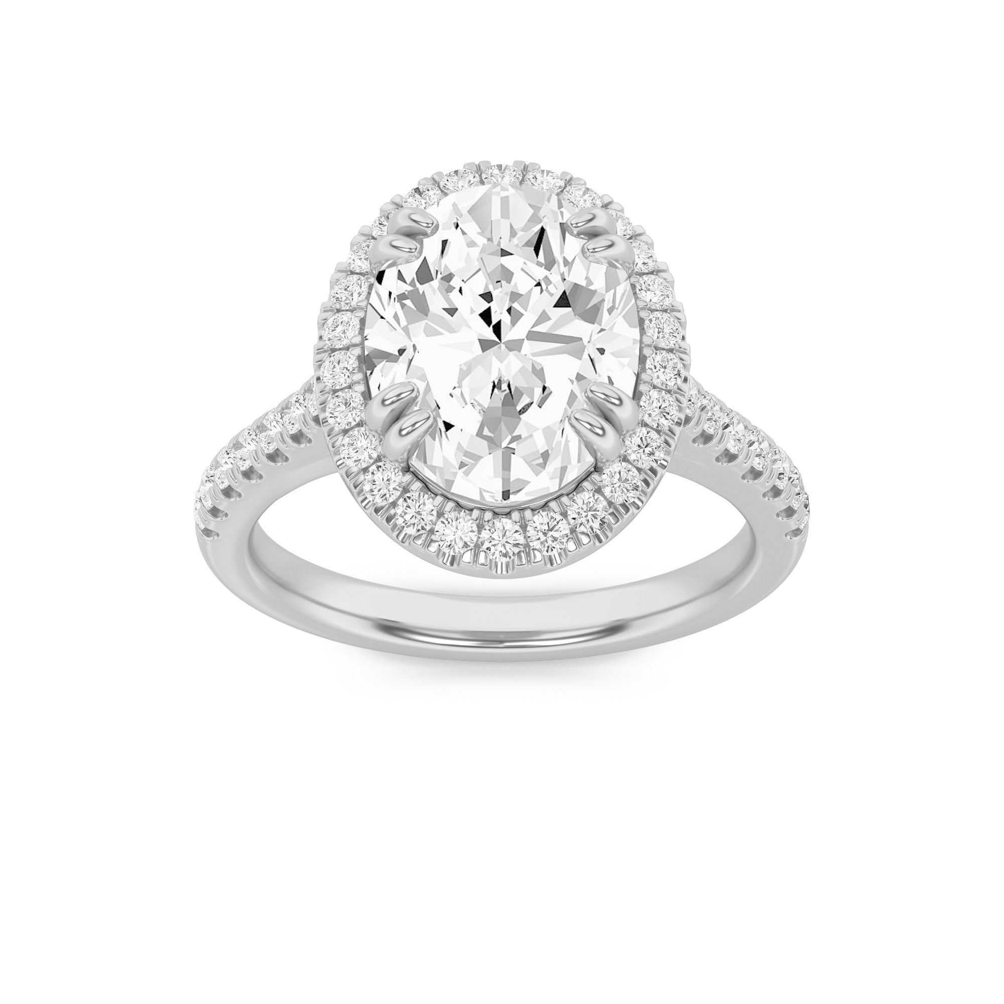 2.5CTW Oval Shaped Lab Grown Diamond (F/VS) Classic Halo Accented Engagement Ring in 14K Gold