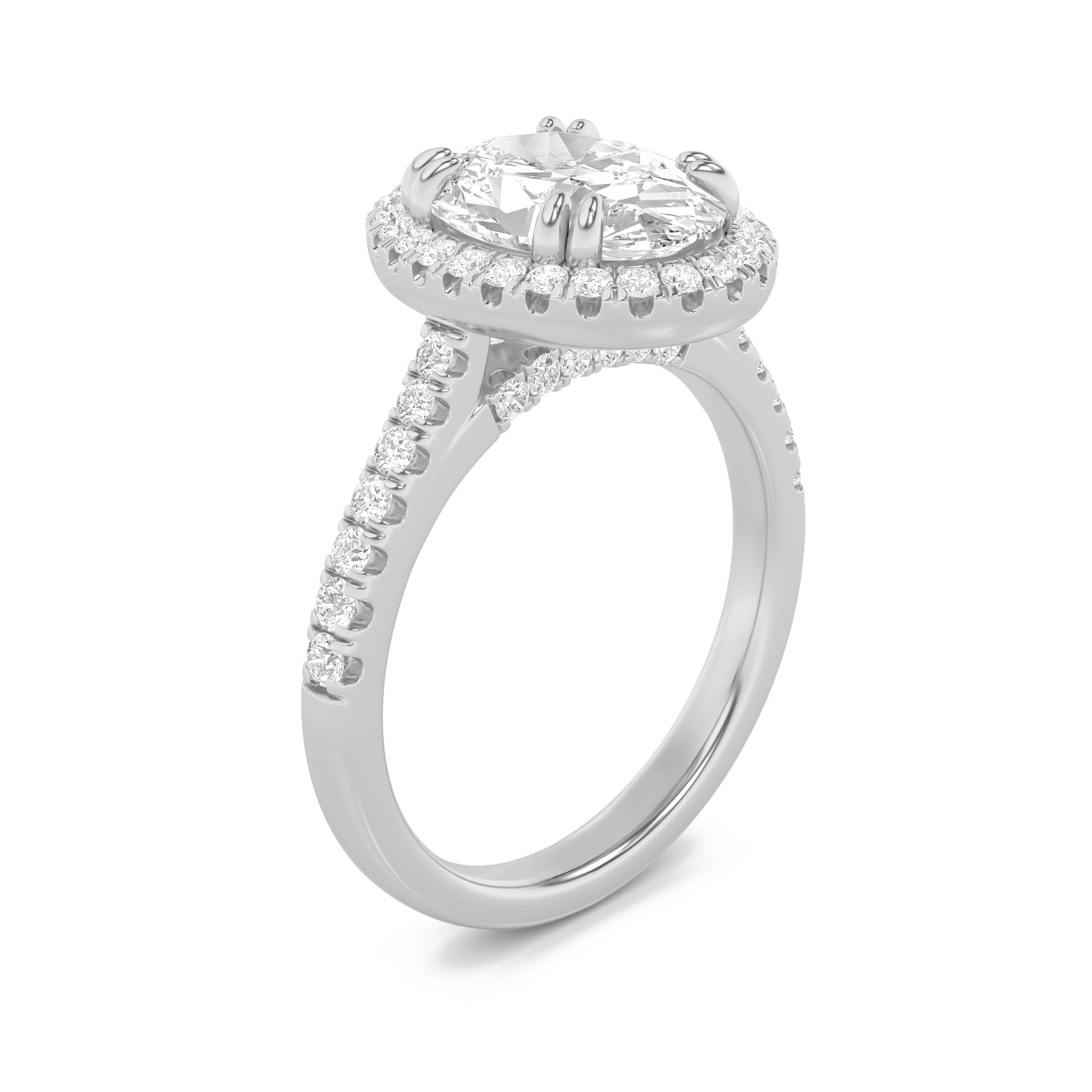2.5CTW Oval Shaped Lab Grown Diamond (F/VS) Classic Halo Accented Engagement Ring in 14K Gold
