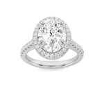3CTW Oval Shaped Lab Grown Diamond (F/VS) Classic Halo Accented Engagement Ring in 14K Gold