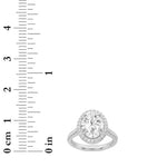 3CTW Oval Shaped Lab Grown Diamond (F/VS) Classic Halo Accented Engagement Ring in 14K Gold