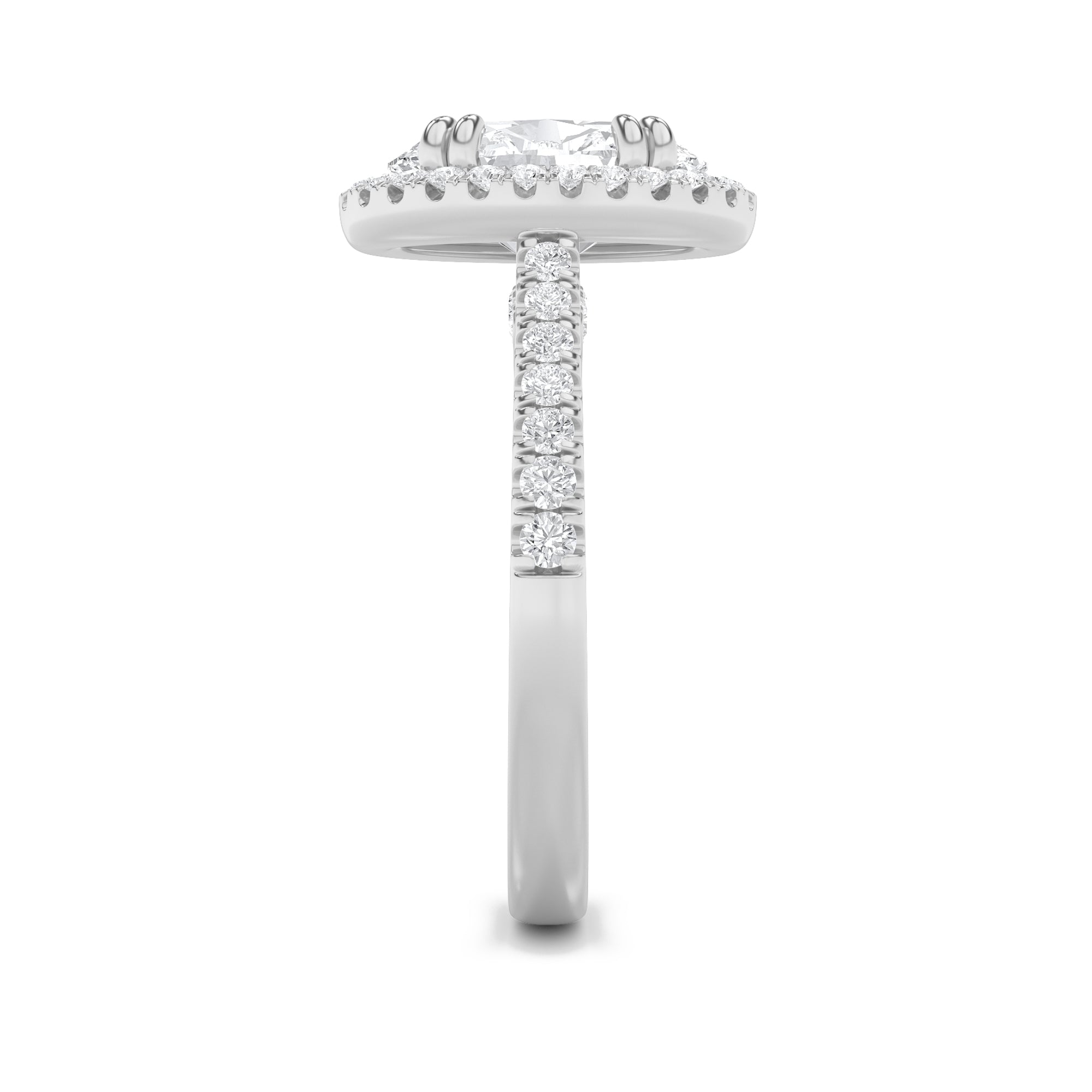 3CTW Oval Shaped Lab Grown Diamond (G/VS) Classic Halo Accented Engagement Ring in 14K Gold
