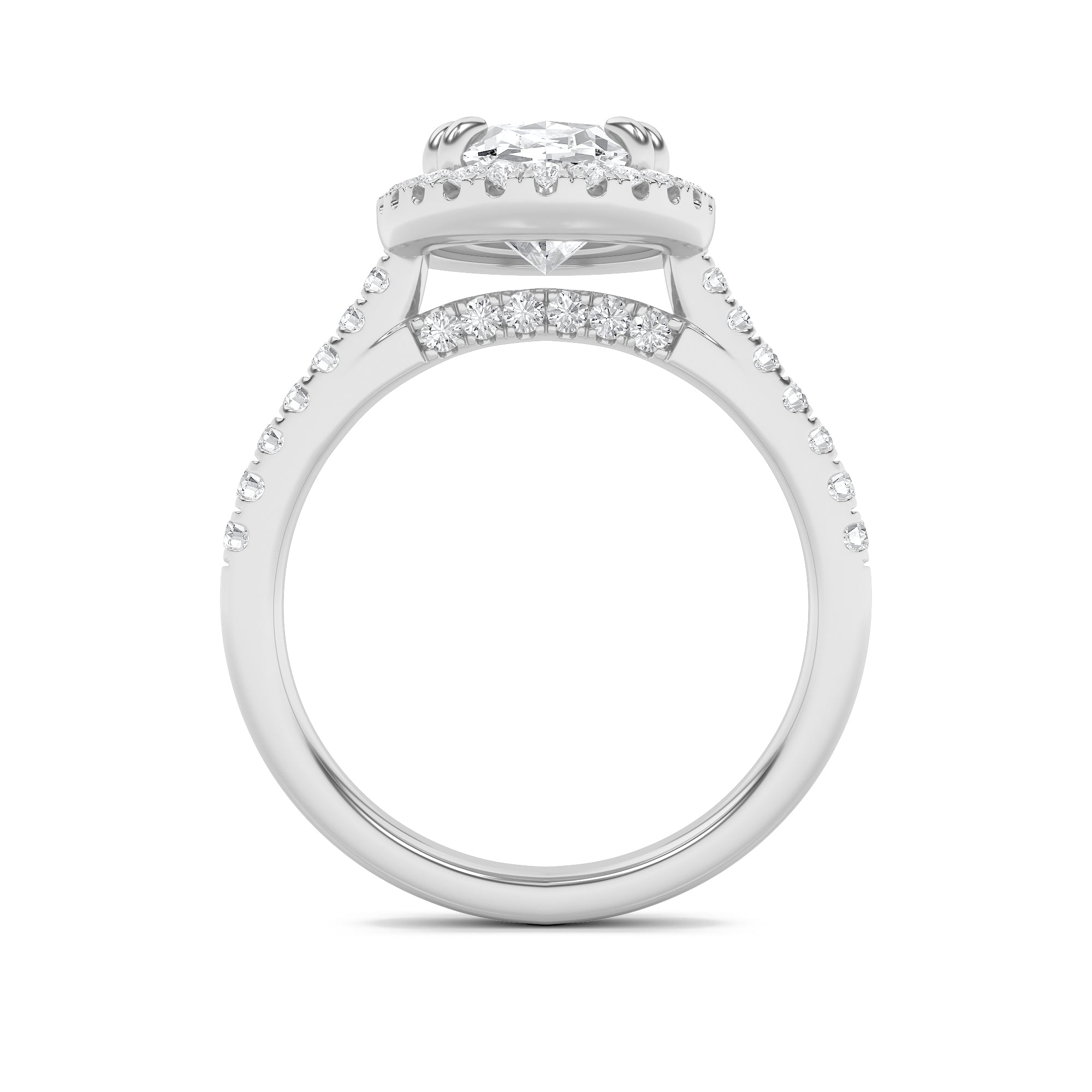 3CTW Oval Shaped Lab Grown Diamond (F/VVS) Classic Halo Accented Engagement Ring in 14K Gold