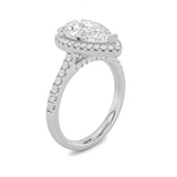 3CTW Pear Shaped Lab Grown Diamond (F/VVS) Classic Halo Accented Engagement Ring in 14K Gold