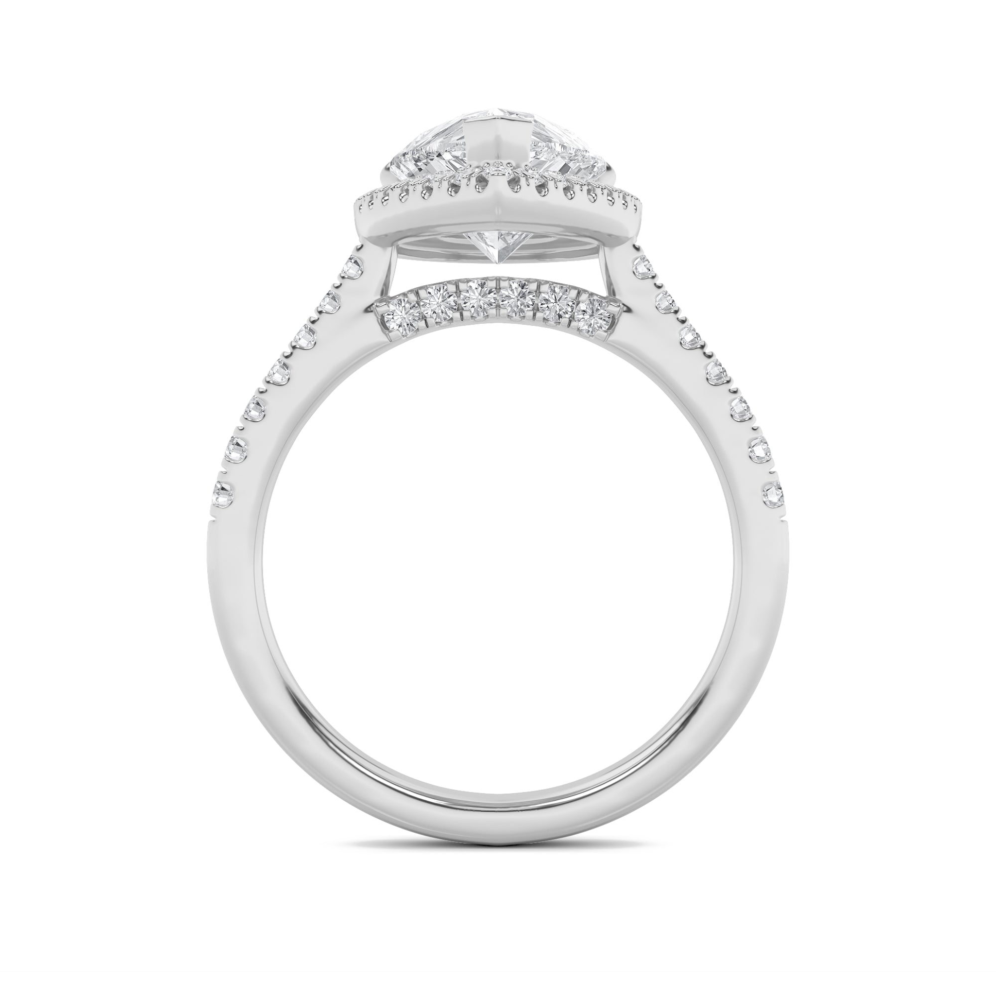 3CTW Pear Shaped Lab Grown Diamond (F/VVS) Classic Halo Accented Engagement Ring in 14K Gold