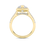 3CTW Pear Shaped Lab Grown Diamond (F/VS) Classic Halo Accented Engagement Ring in 14K Gold