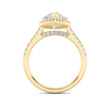 3CTW Pear Shaped Lab Grown Diamond (F/VS) Classic Halo Accented Engagement Ring in 14K Gold