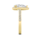 3CTW Pear Shaped Lab Grown Diamond (F/VS) Classic Halo Accented Engagement Ring in 14K Gold