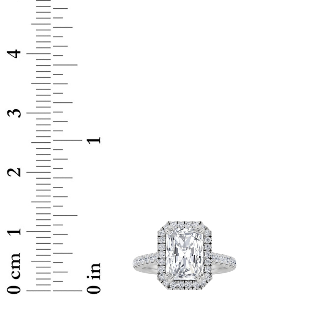 3CTW Radiant Shaped Lab Grown Diamond (F/VS) Classic Halo Accented Engagement Ring in 14K Gold