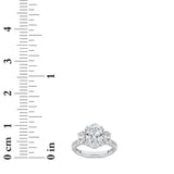 3CTW Oval Shaped Lab Grown Diamond (F/VS) Three Stone Accented Engagement Ring in 14K Gold
