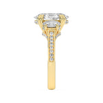 5CTW Oval Shaped Lab Grown Diamond (F/VS) Three Stone Accented Engagement Ring in 14K Gold