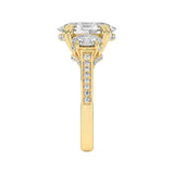 5CTW Oval Shaped Lab Grown Diamond (G/VS) Three Stone Accented Engagement Ring in 14K Gold