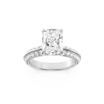 1.75CTW Elongated Cushion Shaped Lab Grown Diamond (F/VS) Three Row Micro Pave Engagement Ring in 14K Gold