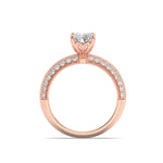 1.75CTW Elongated Cushion Shaped Lab Grown Diamond (F/VS) Three Row Micro Pave Engagement Ring in 14K Gold
