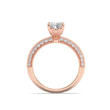 1.75CTW Elongated Cushion Shaped Lab Grown Diamond (F/VS) Three Row Micro Pave Engagement Ring in 14K Gold