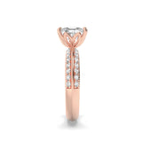 1.75CTW Elongated Cushion Shaped Lab Grown Diamond (F/VS) Three Row Micro Pave Engagement Ring in 14K Gold