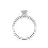 1.5CTW Emerald Shaped Lab Grown Diamond (F/VS) Three Row Micro Pave Engagement Ring in 14K Gold