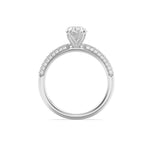 1.5CTW Oval Shaped Lab Grown Diamond (F/VS) Three Row Micro Pave Engagement Ring in 14K Gold