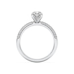 1.5CTW Pear Shaped Lab Grown Diamond (F/VS) Three Row Micro Pave Engagement Ring in 14K Gold