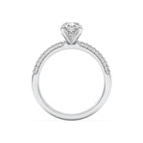 1.5CTW Pear Shaped Lab Grown Diamond (F/VS) Three Row Micro Pave Engagement Ring in 14K Gold
