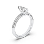 1.5CTW Pear Shaped Lab Grown Diamond (F/VVS) Three Row Micro Pave Engagement Ring in 14K Gold
