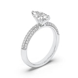 1.5CTW Pear Shaped Lab Grown Diamond (F/VVS) Three Row Micro Pave Engagement Ring in 14K Gold