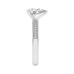 1.5CTW Pear Shaped Lab Grown Diamond (F/VVS) Three Row Micro Pave Engagement Ring in 14K Gold
